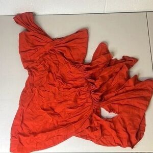 Red Women's Twist-Front Ruched Dress